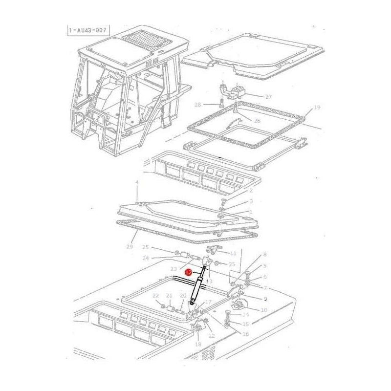 Massey Ferguson Sunroof Strut - 3303021M91 | OEM | Massey Ferguson parts | Cab Interior-Massey Ferguson-Cabin & Body Panels,Farming Parts,Gas Struts,Tractor Parts