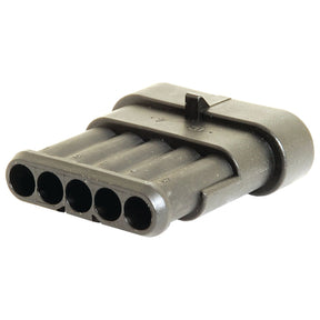 The Sparex Superseal Block Connector - 5 Way - Female (Sparex Part No. S.792369) is shown in black from the end with pin slots visible, featuring an IP67 waterproof joint.