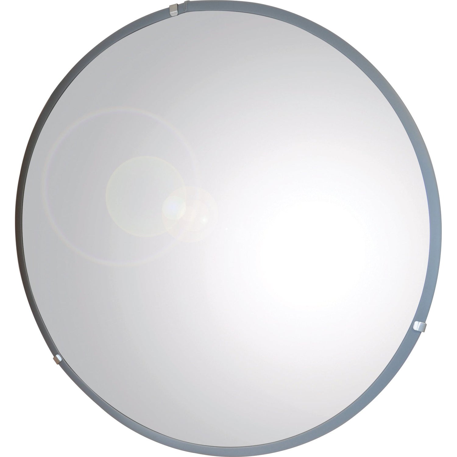 A round wall mirror with a thin, grey frame is shown. Measuring 450mm in diameter, the Sparex Surveillance Round Mirror (Part No.S.19128) features a noticeable reflection of light on its surface, similar to other surveillance mirrors.