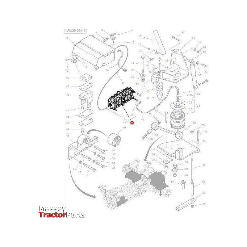 Massey Ferguson Suspension Accumulator - 4293526M92 | OEM | Massey Ferguson parts | Cab Interior-Massey Ferguson-Cab Mounts,Cabin & Body Panels,Farming Parts,Tractor Body,Tractor Parts