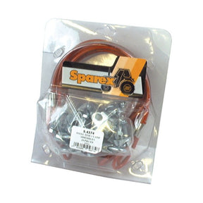 A package of Sparex Swath Turner Clamps, visible through a clear plastic bag with a label displaying the product name and illustration, ideal for use with 8mm tines on Universal Tractors.
