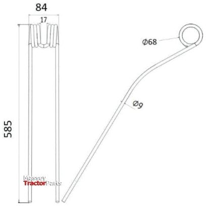 Swather haytine- Length:585mm, Width:84mm,⌀9mm - Replacement for Pottinger
 - S.74805 - Massey Tractor Parts