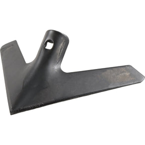 A black metal hoe blade with a V-shaped design and a Hole Ø near the top for attachment, named Sweep 250x4mm | Sparex Part No. S.136416 by Sparex, classified under Tariff Code 8432900000.