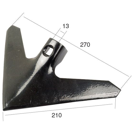 A Sweep 270x6mm agricultural blade by Sparex, part number S.22774 (3000236), with dimensions: 270mm length, 210mm width, and a central attachment hole diameter of 13mm.