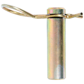 The Sparex Swinging Drawbar Location Pin and Clip - S.17726 is a 70mm long cylindrical metallic pin with a looped handle and a bent tip at the top, designed for Ford/New Holland tractors.