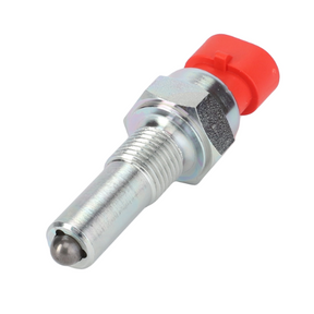 A metallic threaded valve with a cylindrical body, a hexagonal section, and a red protective cap at the end, designed specifically for the Massey Ferguson 5400 Series tractor.