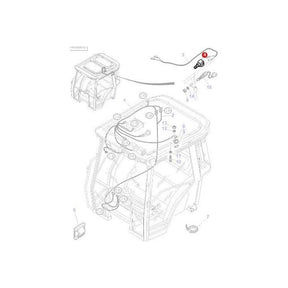 A technical diagram of a mechanical assembly, showcasing numbered components and a zoomed-in view of a specific part, incorporates the robust engineering found in the AGCO Massey Ferguson Switch Indirect (3909718M1).