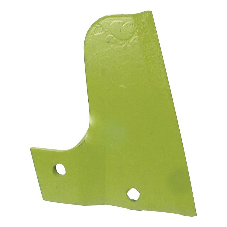 Close-up image of a green metal plow blade attachment with two bolt holes, compatible with Vulcan Fasteners for added durability. This is the Sword Coulter - RH (Dowdeswell) model, designed to fit as 161098, and available as Sparex Part No. S.127519 by Sparex Brand.