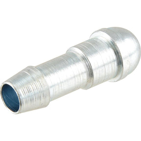 Close-up of a metal cylindrical nozzle with a ridged surface, featuring a conical tip on one end and a rounded end on the other. Perfect for use with the Conical Hose Connector, Hose ID: 7.5mm | Sparex Part No.S.31283 from Sparex.