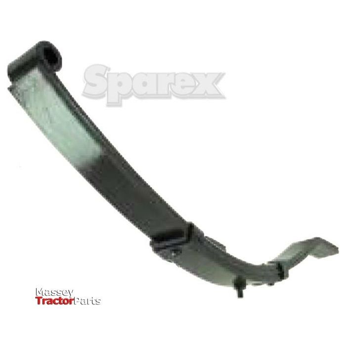 A metal leaf spring for a tractor is shown, featuring a 750 KG capacity and 2 leaves. The word "Sparex" is faintly visible in the background, with the "Massey Tractor Parts" logo in the lower-left corner. The product name is Trailer Leaf Spring (2) - S.55900 by Sparex.