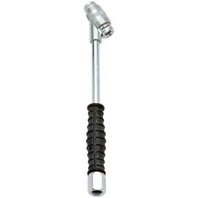 The Sparex PCL Tyre Valve Connector (Twin Clip On), part number S.13281, features a metal head, a long metal shaft, and a black ribbed grip handle for secure and efficient inflation.