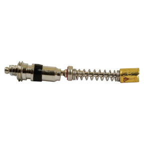Close-up of a Sparex TYRE VALVE CORE-LONG 420 (Sparex Part No. S.19277) with a spring and a brass tip, typically used in car or bicycle tire tubes.