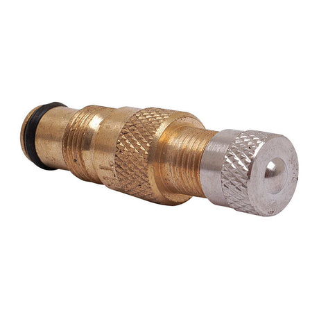 The Air-Water Valve Core Housing (594 - Fast Flow) from Sparex, part number S.19276, features a brass and silver metal joint connector with a threaded exterior, black O-ring, and Fast Flow capabilities.