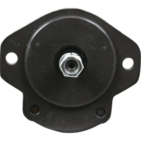 Front view of the Sparex Tandem Hydraulic Pump - S.43958 black engine mount, featuring a hexagonal nut in the center and two mounting holes on each side, compatible with Tandem Pump systems.
