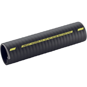 A black flexible hose with yellow text reading "MERLETT VACUPRESS FLEX -25°C +60°C VACUUM 76mm ID MADE IN ITALY" along its length, providing essential manufacture information. The product, known as the Tanker Hose (Merlett Vacupress Flex), is branded by Sparex and has an ID of 76mm (3'').