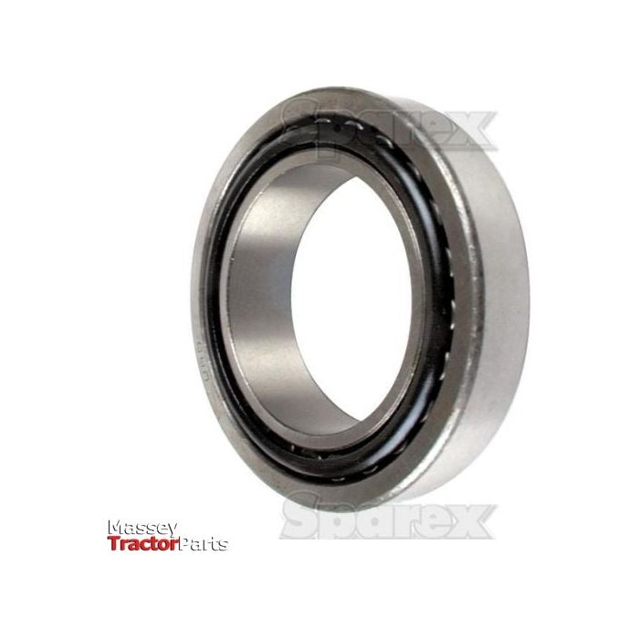 An image shows a circular taper roller bearing with inner and outer races, labeled as the Sparex Taper Roller Bearing (30214) - S.18222. The text "Massey Tractor Parts" and "Sparex" can be seen in the corners.