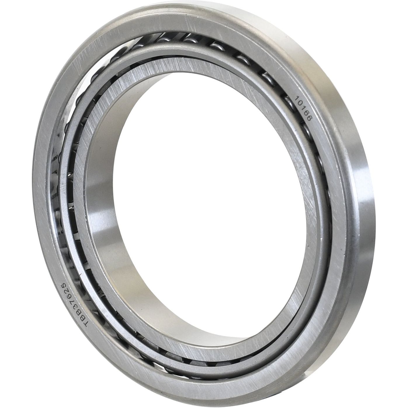 Close-up of a Sparex Taper Roller Bearing (37425/37625) - S.40903, showcasing its metallic finish along with the inner and outer rings. The bearing features clearly visible rollers and engraved identification markings, making it ideal for Ford New Holland machinery.