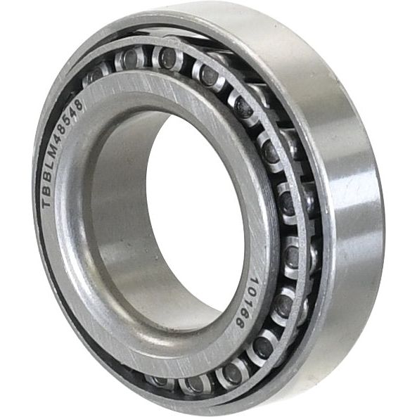 An image of a single Sparex Taper Roller Bearing (LM48548/48510) - S.2971 with an engraved inscription on its surface, highlighting its detailed product specifications.