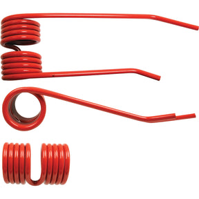 Three Tedder haytines - RH - of varying shapes and orientations, each measuring 360mm in length, 105mm in width, and 9mm in diameter, part of the OE Reference 14330200 series by Sparex, are shown against a white background.