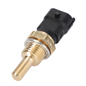 The AGCO Massey Ferguson - Temperature Sensor - V836667732 features a brass threaded body and a black plastic connector, ensuring compatibility with Massey Ferguson equipment.