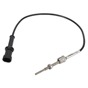 A metal glow plug, identified as the Massey Ferguson Temperature Sensor V837086231 from AGCO, with an attached black wire and connector, designed for Massey Ferguson 4600 Series and 7600 Series tractors.