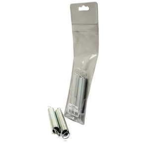 A package containing Sparex Tension Springs (2 pcs., Agripak | Sparex Part No.S.26320) with a wire diameter of Ø2.3mm, and three loose springs displayed in front.