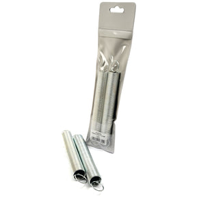 Two Sparex Tension Springs (Agripak | Sparex Part No. S.26322) are displayed, one packaged in clear plastic and one positioned beside the package. Each silver spring measures 215mm in length and has a wire diameter of 2mm.