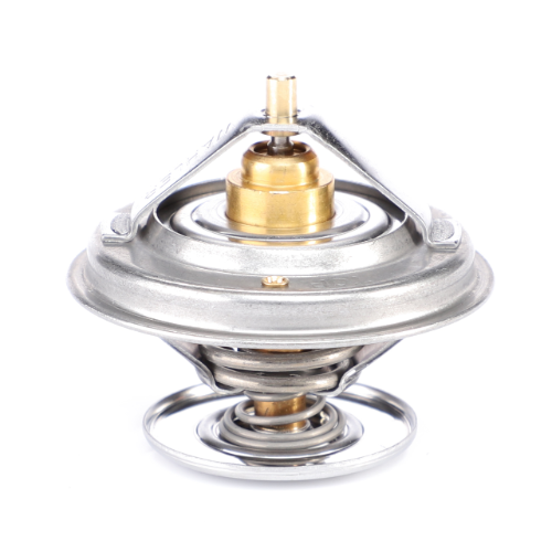 A metal and brass Fendt-Thermostat F824200050060 by AGCO for engine temperature control on a white background.