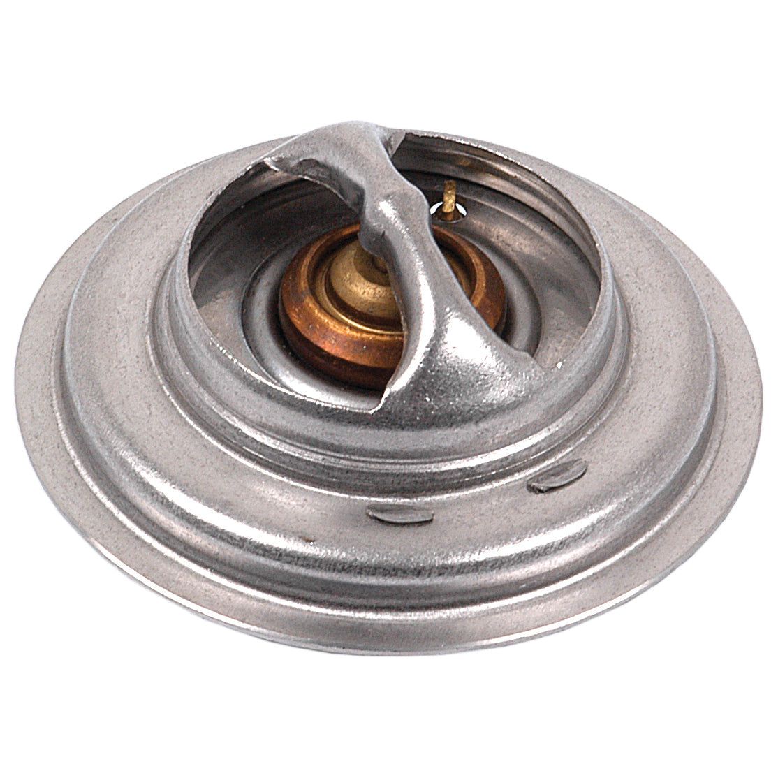 The Sparex Thermostat, part number S.40086, is a precision-engineered metal thermostat designed for regulating engine temperature. Featuring a circular design and a central valve mechanism, it is ideal for various Perkins Build List applications, ensuring optimal performance and longevity.