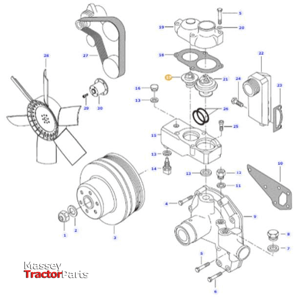 Massey Ferguson Thermostat - V836015156 | Massey Parts-Massey Ferguson-