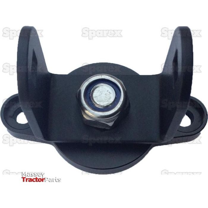 Close-up of the LED Worklight Bracket (Sparex Part No. S.156572), designed for mounting Sparex models S.130032 and S.130033, featuring a central bolt, two vertical tabs with holes on either side, all made of black metal. The background is overlaid with the repeated watermark "Sparex.