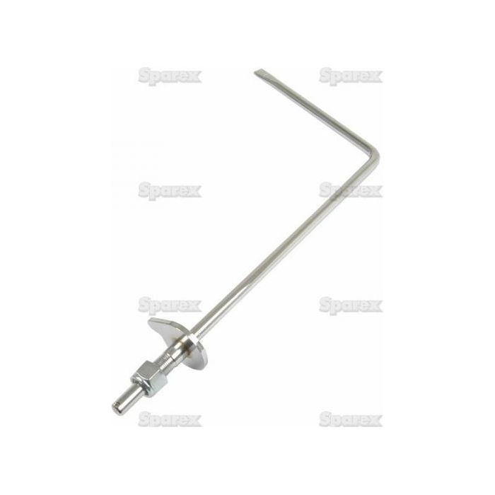 A metal L-shaped rod with a threaded end, attached to a smaller hexagonal piece with a circular flange. The background is white with the word "Sparex" faintly visible multiple times. This component is known as the Throttle Lever (Sparex Part No.S.43649) and is commonly found in Massey Ferguson 135 machinery, specifically referenced by number 884846M91.