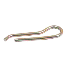 The Sparex Tie Rod Ball Retaining Spring (Part No. S.1730), a metallic, U-shaped cotter pin with one straight end and one curved end, is displayed against a white background and is ideal for securing parts in machinery such as Massey Ferguson tractors.