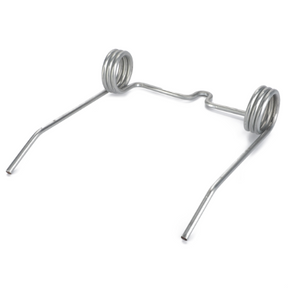 The AGCO Massey Ferguson - Tine - D28660027 is a metal torsion spring with two coils and straight ends extending outward, making it perfect for use in Pre-100 Series combines.