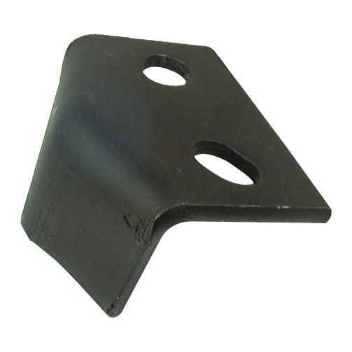 A black metal bracket with a 90-degree bend and two oval holes, known as the Sparex Tine Protector 100x75x6mm, featuring hole centers at 50mm and compatible with OE Reference 38100215 (Sparex Part No.S.77286).