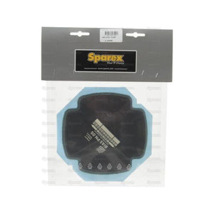 Packaged Sparex Repair Patch - Radial 160mm (Part No. S.129430) wrapped in clear plastic with black border and labels visible, designed for agricultural machinery.