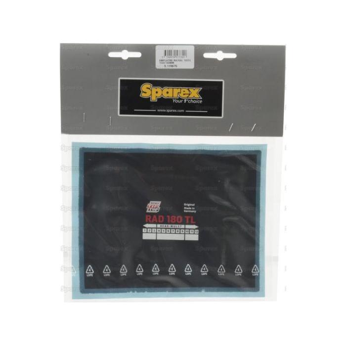 A packaged Sparex Repair Patch - Radial (180TL) 150 x 190mm (Sparex Part No. S.119675), displayed in its retail packaging with branding and product details visible.