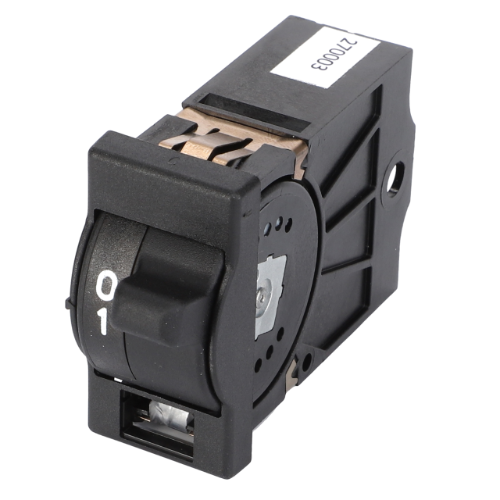 A black toggle switch component labeled "X830241250000" with positions marked "0" and "1," compatible with the Fendt FAVORIT series, from the brand AGCO.