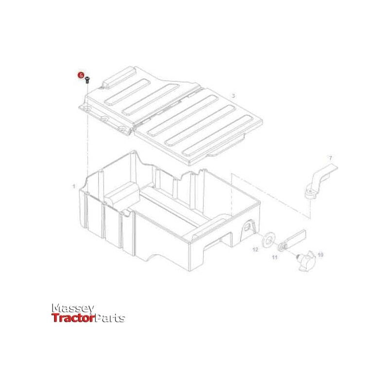 Exploded view diagram of Massey Tractor parts, showcasing various components including item numbers 1 through 13, with a precision that parallels the quality of AGCO's Fendt Tool Box Screw - X473520300000.