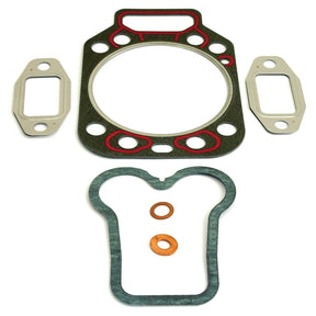 Presenting the Sparex Top Gasket Set - 1 Cyl. (D226), part number S.38877, designed for your MWM Engine or Fendt FARMER. This kit includes a large circular gasket, two rectangular gaskets with holes, one flask-shaped gasket, and two small copper washers.