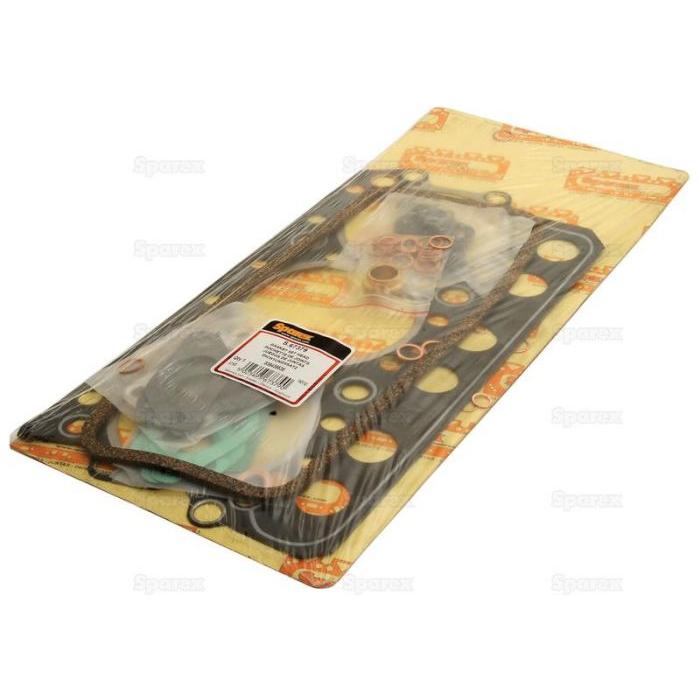 A sealed package containing a Top Gasket Set (311D, DS) from Sparex, presented on a beige background with branded packaging and a label displaying product information, perfectly suited for Sisu Diesel engines.