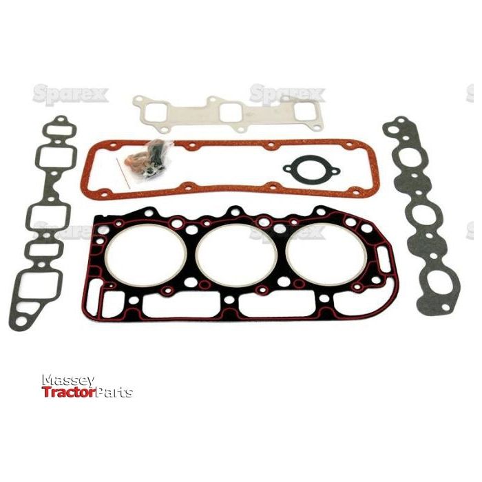 The Sparex Top Gasket Set - 3 Cyl. (32D, BSD326, BSD329, BSD332, BSD333) | Sparex Part No. S.65294 offers an organized assortment of gaskets and seals, including head gaskets and manifold gaskets. This high-quality set is specifically designed for Ford Engine tractor repair or maintenance, ensuring reliability and performance.