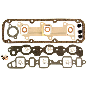 A Sparex Top Gasket Set (3 Cyl.), part number S.65992, for Ford New Holland engines, featuring a head gasket and intake manifold gasket, accompanied by small metallic washers and seals.