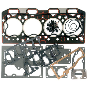 A Top Gasket Set for a 4-cylinder Perkins Engine, including head gaskets, O-rings, and other small seals (Sparex Part No. S.43915), arranged flat on a white background.