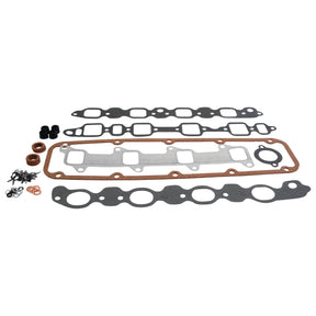A Top Gasket Set - 4 Cyl. (Sparex Part No. S.65993) from Sparex, featuring seals of varying shapes and sizes, perfect for 4 Cylinder Ford / New Holland engines, arranged neatly on a white background.