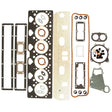 A variety of engine gaskets and seals arranged in a flat lay, including head gaskets, valve cover gaskets, and other engine components for the Sparex Top Gasket Set - 6 Cyl. (AT6-354-4), Sparex Part No. S.43180.