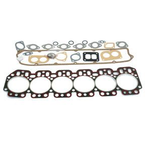 The Sparex Top Gasket Set - 6 Cyl. (Part No. S.72152) for John Deere engines features a head gasket, manifold gaskets, and O-rings, all neatly arranged on a white background.