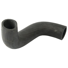 A black, curved rubber hose with a 90-degree bend and open end, suitable for use with Massey Ferguson equipment. This is the Top Hose by Sparex (Sparex Part No. S.40021), featuring an inner diameter of 38mm at the smaller end and 40mm at the larger end.