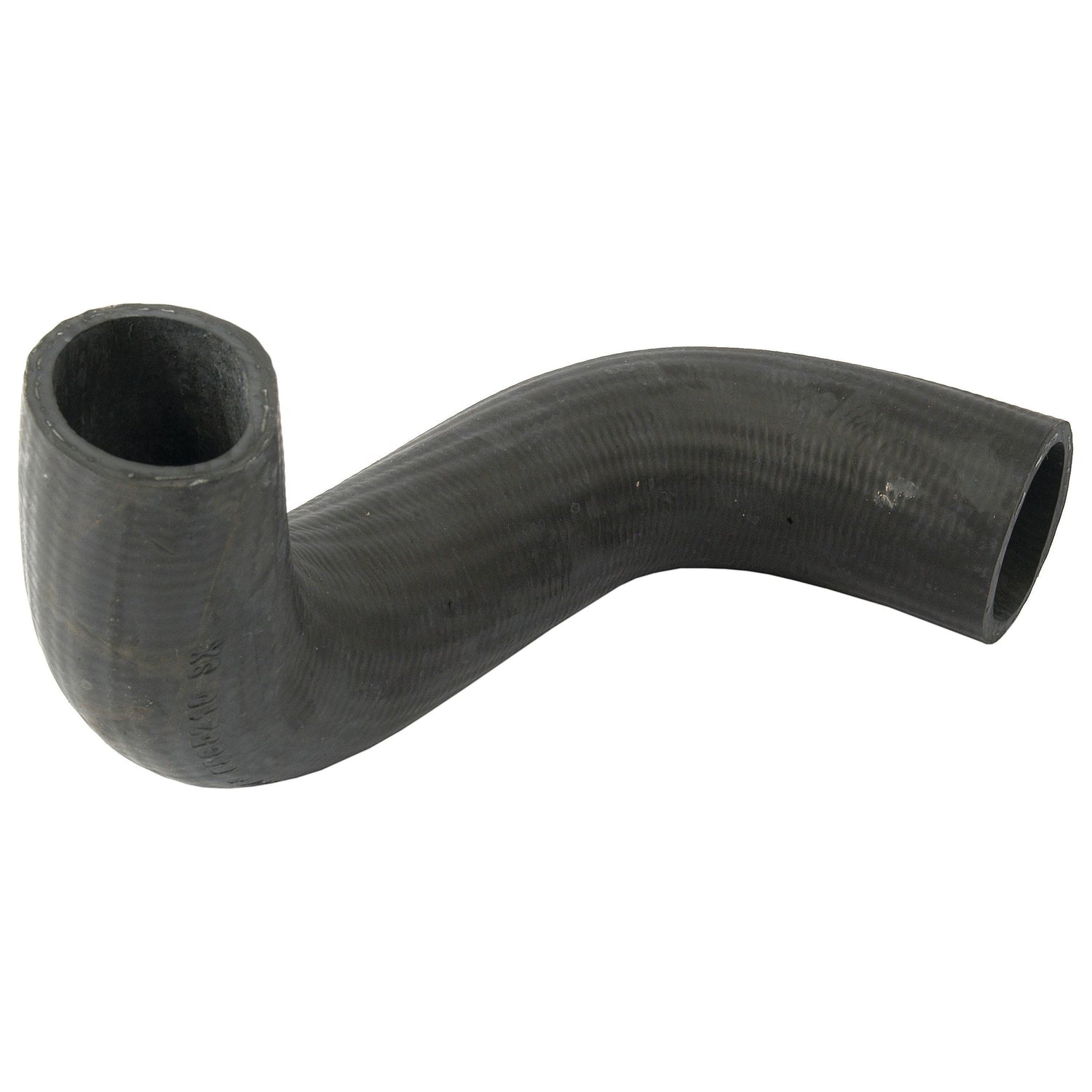 Introducing the Top Hose by Sparex, featuring a black rubber construction with a curved design. This hose has an inner diameter of 38mm at the smaller end and 40mm at the larger end, making it perfect for use with Massey Ferguson equipment. For optimal performance, secure it effectively using a hose clip. Grab yours today under Sparex Part No.S.40021!