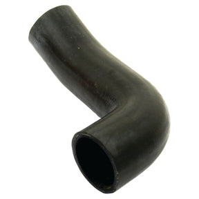 A black, curved rubber hose with a smooth surface and cylindrical shape, commonly used in automotive or machinery applications like Perkins engines or Massey Ferguson tractors. This product is the Sparex Top Hose (Sparex Part No.S.41828) with an inner diameter of 48mm at the smaller end and 50mm at the bigger end. Secure it effectively with a sturdy hose clip.